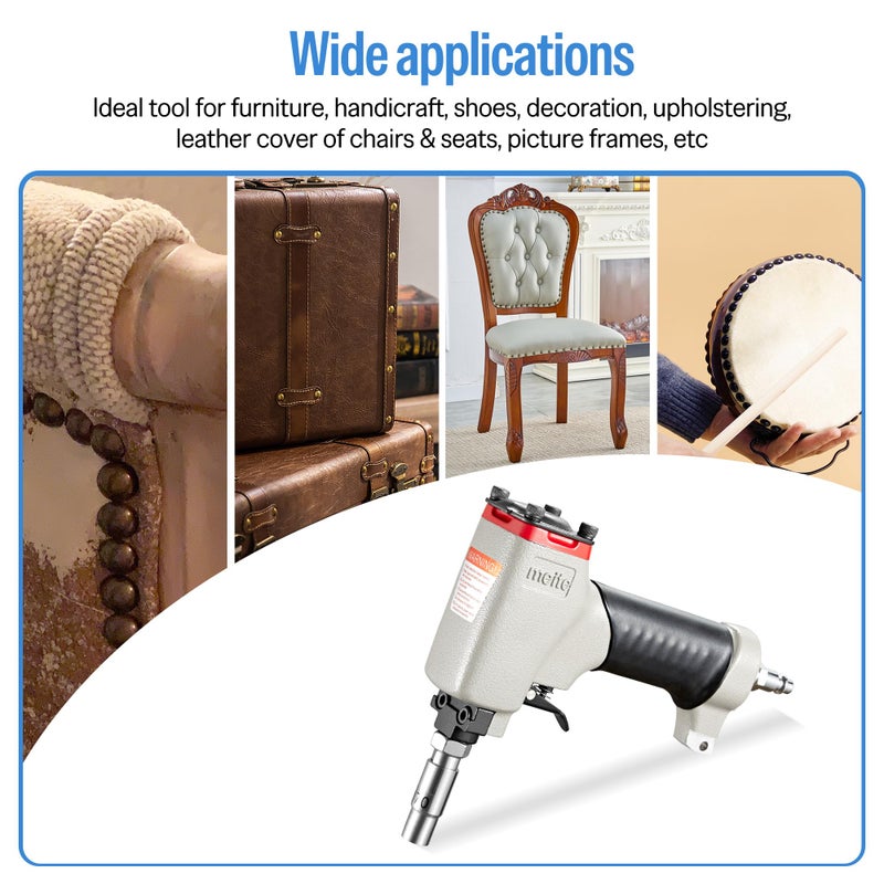 meite 1170 Pneumatic Deco Nail Gun 7/16 Inch (11.7mm) Head Diameter Air Decorative Tack Nailer Pins Nailer for Sofa Leather, Upholstering Furniture - Image 4